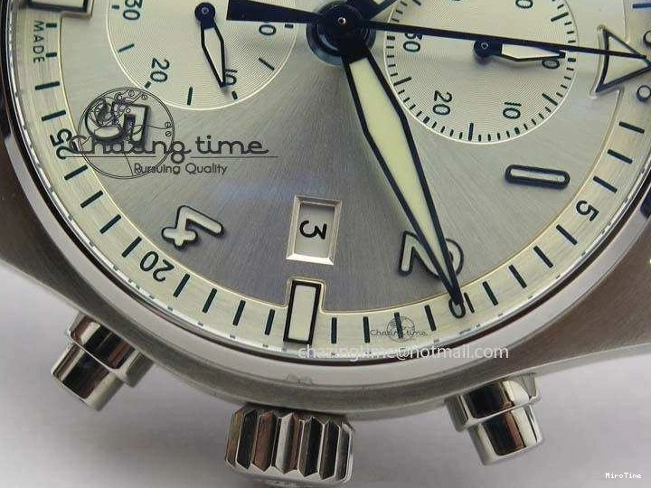 MIROTIME 0409 Pilot Chrono SS IW387809 ZF 1:1 Best Edition Silver Dial Blue Numbers On Blue Leather Strap A Lightweight 7263